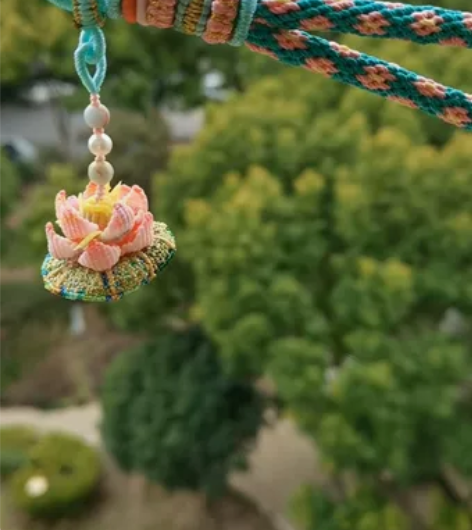 莲花手机挂绳挂件荷花编绳挂件【原图现货】 ...