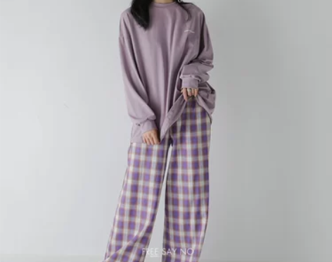 宁缺初秋新品ins格纹裤子日系复古文艺风格...