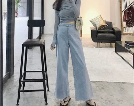 ?港味复古chic风气质显瘦高腰阔腿裤长裤...