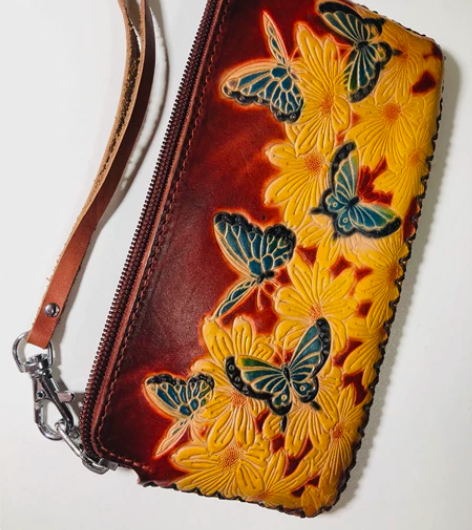 女式手工真牛皮长钱包手抓包复古民族风牛皮钱...