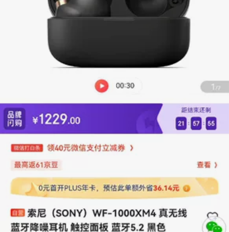 Sony/索尼 WF-1000XM4 感兴...