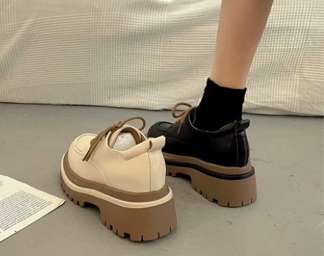 英伦风厚底小皮鞋女秋冬加绒玛丽珍单鞋202...