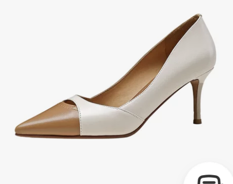 UEAVOO优雅拼色法式高跟鞋2021春季...