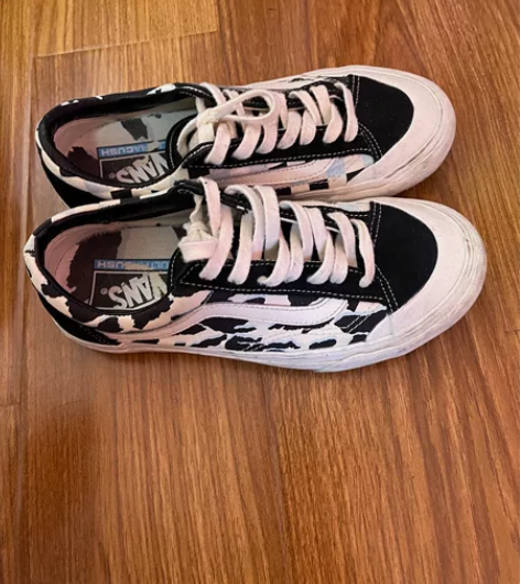 正品万斯vans style36黑蓝豹纹滑...