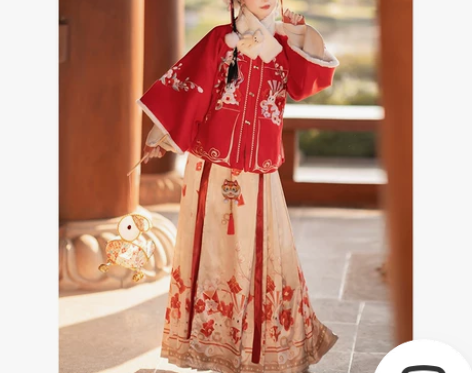 ?恋霜玉兔迎福汉服女装原创秋冬款马面裙古装...