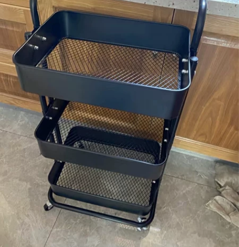 工厂清货包邮宜家全碳钢三层加厚款置物小推车...