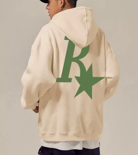 R星加绒连帽卫衣男美式高街情侣国潮卫衣 加...