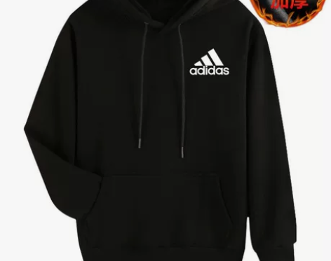 秋冬加绒加厚男连帽帽衫纯棉休闲潮流卫衣大码...