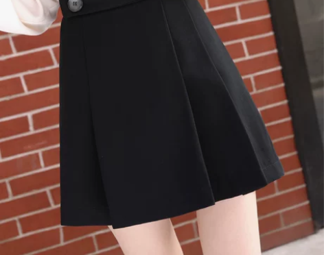 带安全裤半身裙女2021春秋新款黑色高腰显...