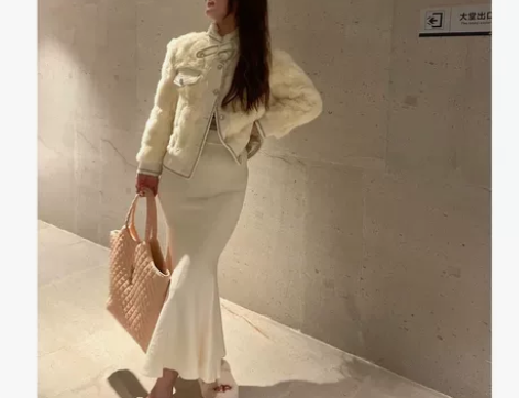LU YU ANR百搭鱼尾裙 高弹力针织显...