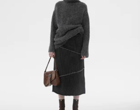 【限时6折】21FW圣诞集市街头风毛边侧开...