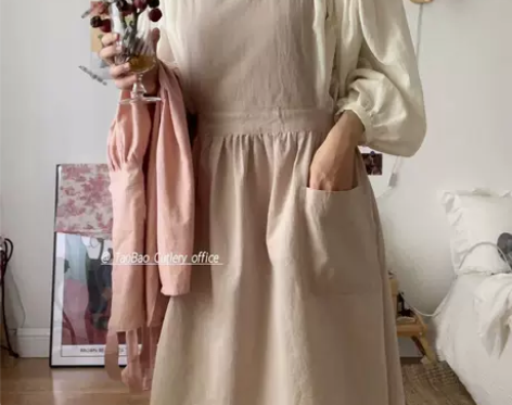 Cutlery丨日式纯棉有口袋围裙家务厨房...