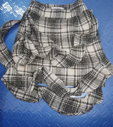 港风黑暗系战术裙子超短格子百褶裙L码，9成...