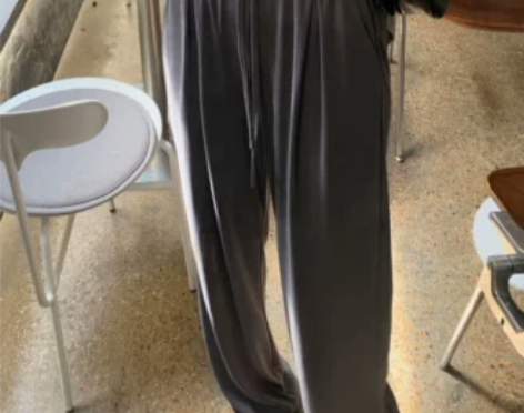 灰色冰丝铜氨丝阔腿裤女夏高腰莫代尔抖抖裤休...