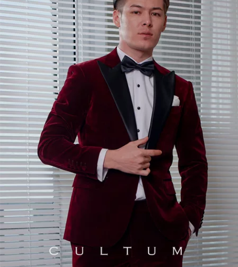 特天鹅绒轻奢婚宴礼服男戗驳领一粒单排扣双开...