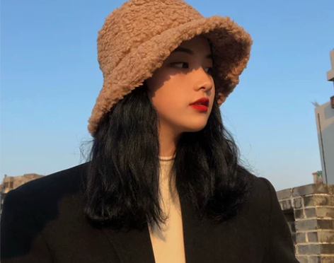 羊羔绒渔夫帽女日系秋季百搭韩版新款保暖毛绒...