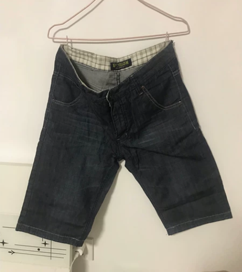 男装夏季牛仔短裤，深蓝色，无弹力款， 31...