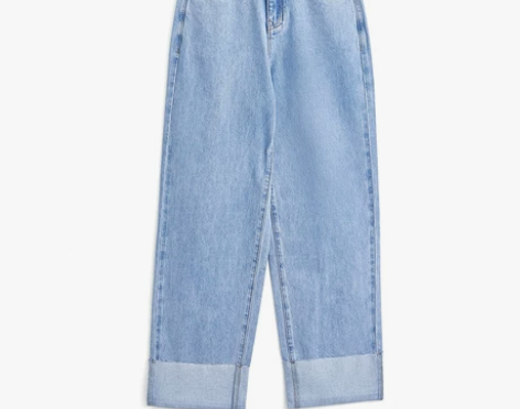 西遇牛仔裤女直筒宽松2021新款浅色高腰 ...