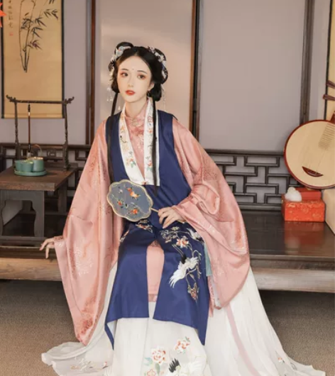 裳云兮原创汉服女【锦鹤】眀制长比甲立领长衫...