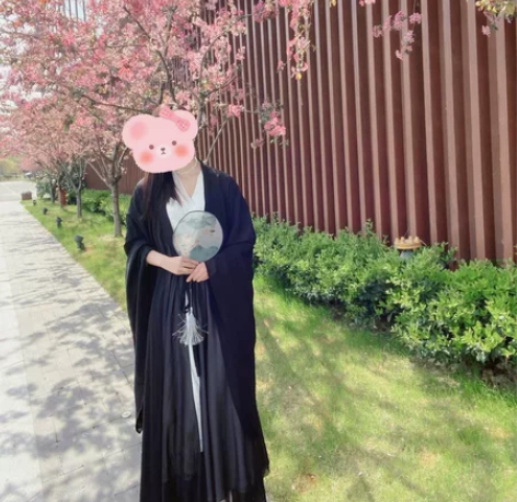 汉服女夏季直裾古装中国风改良广袖流仙裙黑色...