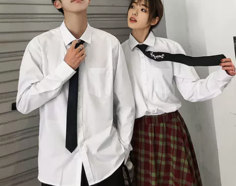 白色衬衫男士长袖韩版潮流班服学生学院风套装...