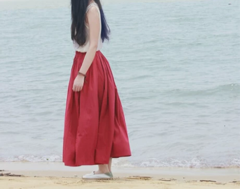 女装棉麻半身裙女纯色半裙休闲长裙文艺百褶裙...