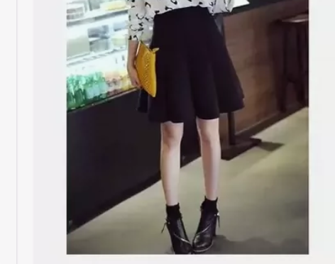 新款春秋高腰短裙女半身裙百褶裙蓬蓬裙太空棉...