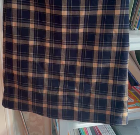 格子半裙（还没熨烫），穿过几次，直筒中裙，...