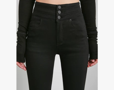 黑色高腰牛仔裤女小脚裤2021秋季新款弹力...