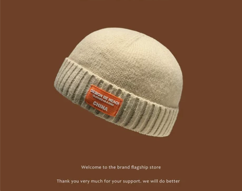 ?雅痞无檐瓜皮帽女潮牌日系复古时尚针织毛线...