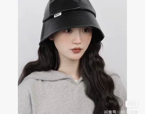 AHHKI 秋冬新品细腻羊纹皮渔夫帽水桶帽...