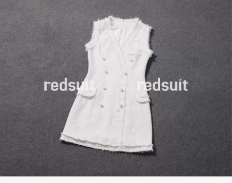 ?redsuit 气质显瘦V领修身收腰白色...