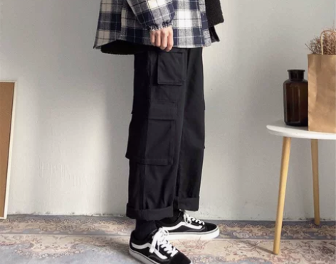 复古阿美咔叽 男士工装裤街头 宽松直筒裤B...