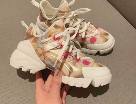 DIOR 女士印花罗缎缎带运动鞋 休闲/运...