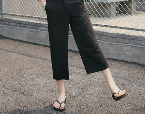 凡兔品牌阔腿裤女夏高腰雪纺七分裤休闲长裤九...