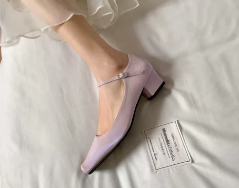 ?设计感小众高跟鞋法式复古玛丽珍鞋粗跟浅口...