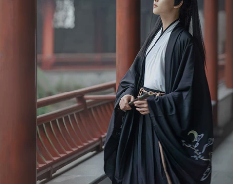魏晋风原创汉服男古装黑色系刺绣武侠霸气侠客...