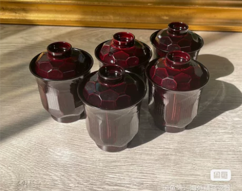 日本回流漆器茶具茶杯盖杯汤吞杯,天然木溜龟...