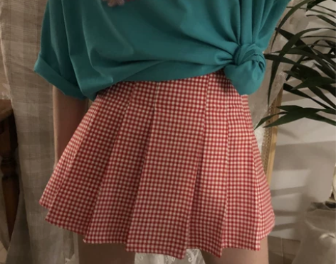 老莫同学 女高腰半身裙格子百褶裙a字裙 感...