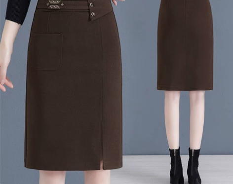 2022新款毛呢半身裙女秋冬高腰显瘦韩式风...