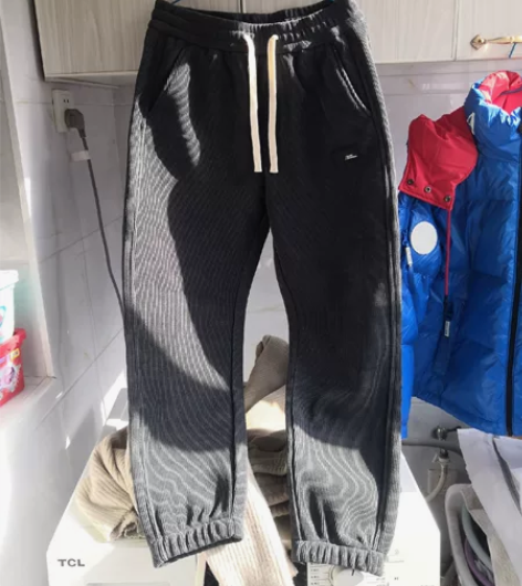 全新潮牌秋冬季加绒加厚卫裤男士青年运动宽松...