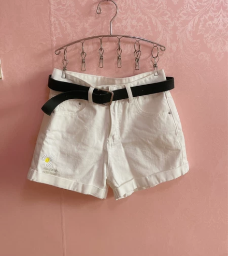 s宽松卷边阔腿裤子女2021夏季韩版百搭学...