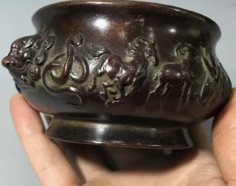 浮雕十二生肖兽头耳香炉古香薰炉茶道线香炉古...