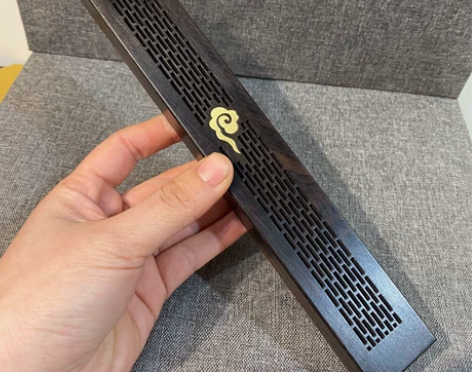 清库存紫光檀镶嵌铜活实木卧香盒祥云莲花熏香...