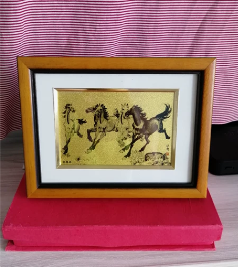 金箔工艺画 徐悲鸿 马 全新。纯手工打造，...