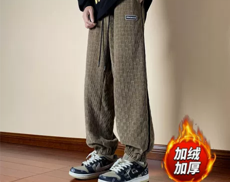 【暖心价】重磅加绒运动卫裤男秋冬季加厚束脚...