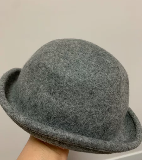 韩版灰色女礼帽 毛呢的 30包邮全新