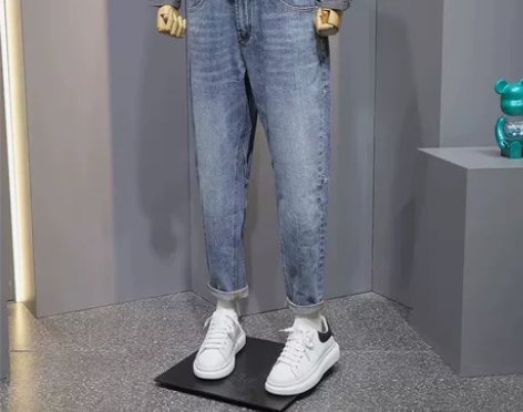 男士春秋款宽松直筒韩版牛仔裤潮流休闲水洗牛...