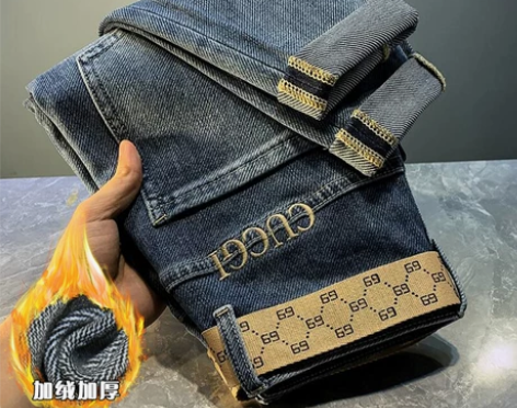 高端轻奢牛仔裤男2022新款潮流百搭加绒加...