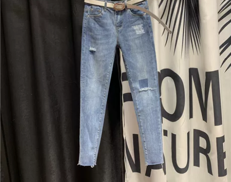 欧洲站高腰显瘦破洞牛仔裤女2020春季新款...